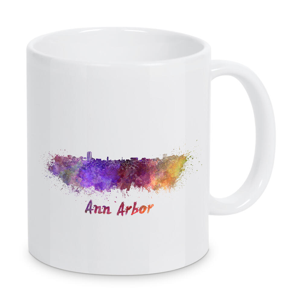 Tasse "ANN ARBOR Skyline in watercolor-b" artboxONE - Städte,Reise,Abstrakt,Architektur - Skyline,Color,Monuments,Travel,Tourism,Panoramic,City,Famous