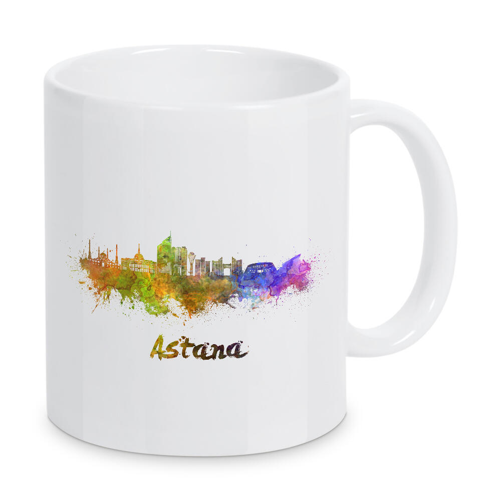 Tasse "ASTANA Skyline in Aquarell-b" artboxONE - Städte,Reise,Abstrakt,Architektur - Skyline,Denkmäler,Reisen,Tourismus,Stadt,Berühmt,Astana,Bunt