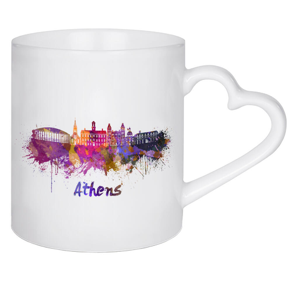Herztasse "ATHENS OH Skyline in watercolor-b" artboxONE - Städte,Reise,Abstrakt,Architektur