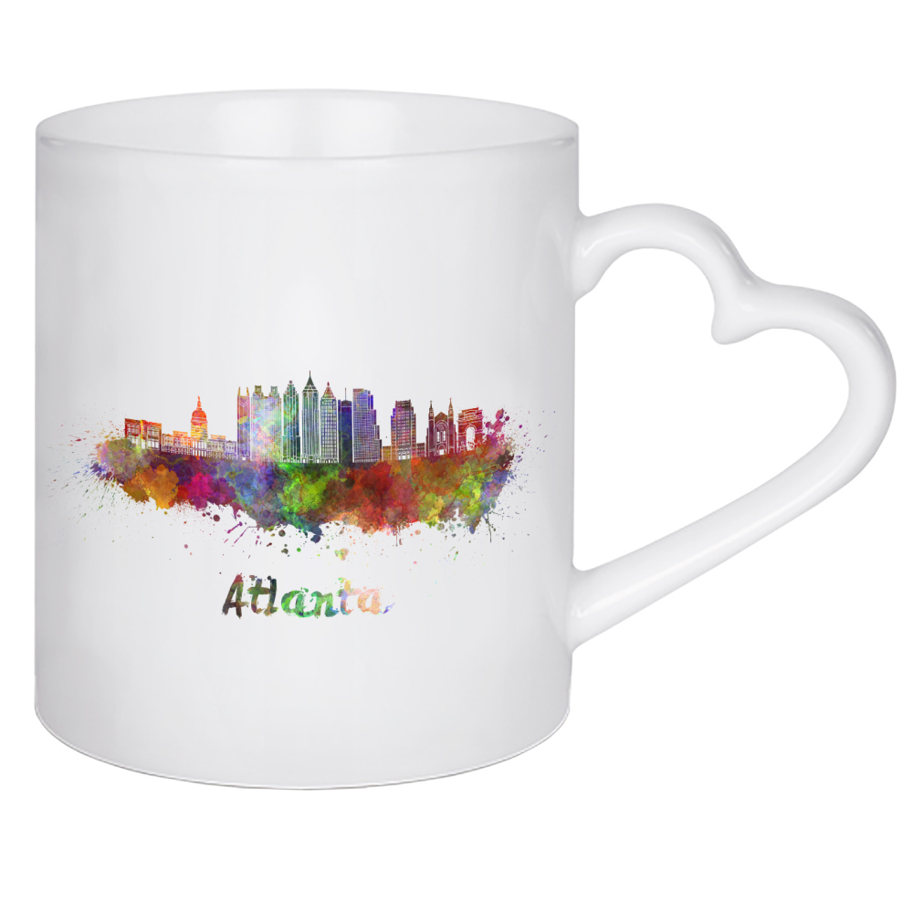 Herztasse "ATLANTA v2 Skyline in watercolor-b" artboxONE - Städte,Reise,Abstrakt,Architektur