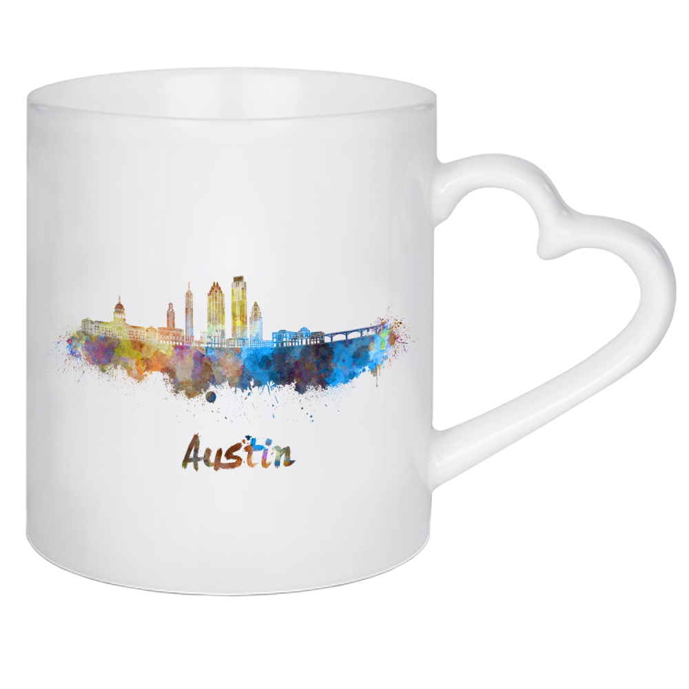 Herztasse "AUSTIN Skyline in watercolor-b" artboxONE - Städte,Reise,Abstrakt,Architektur