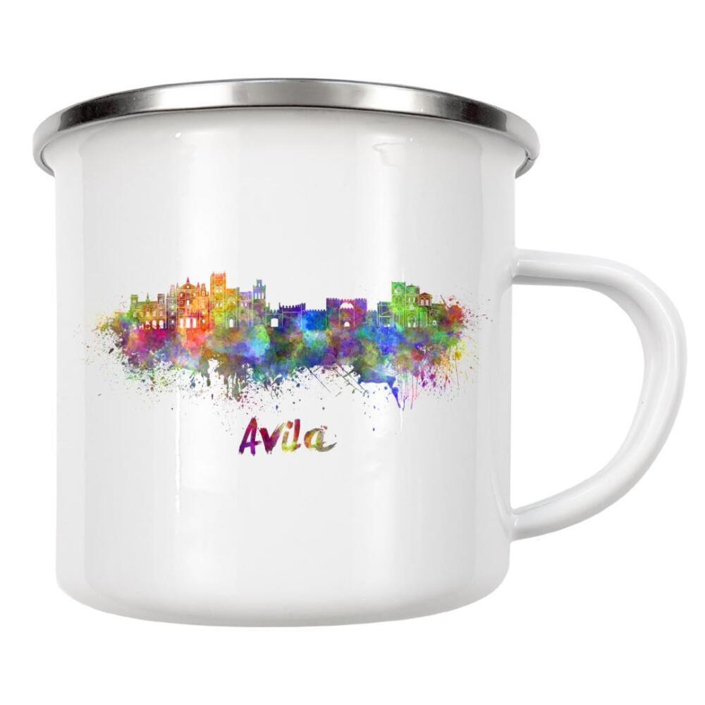 Emaille Tasse "AVILA Skyline in watercolor-b" artboxONE - Städte,Reise,Abstrakt,Architektur
