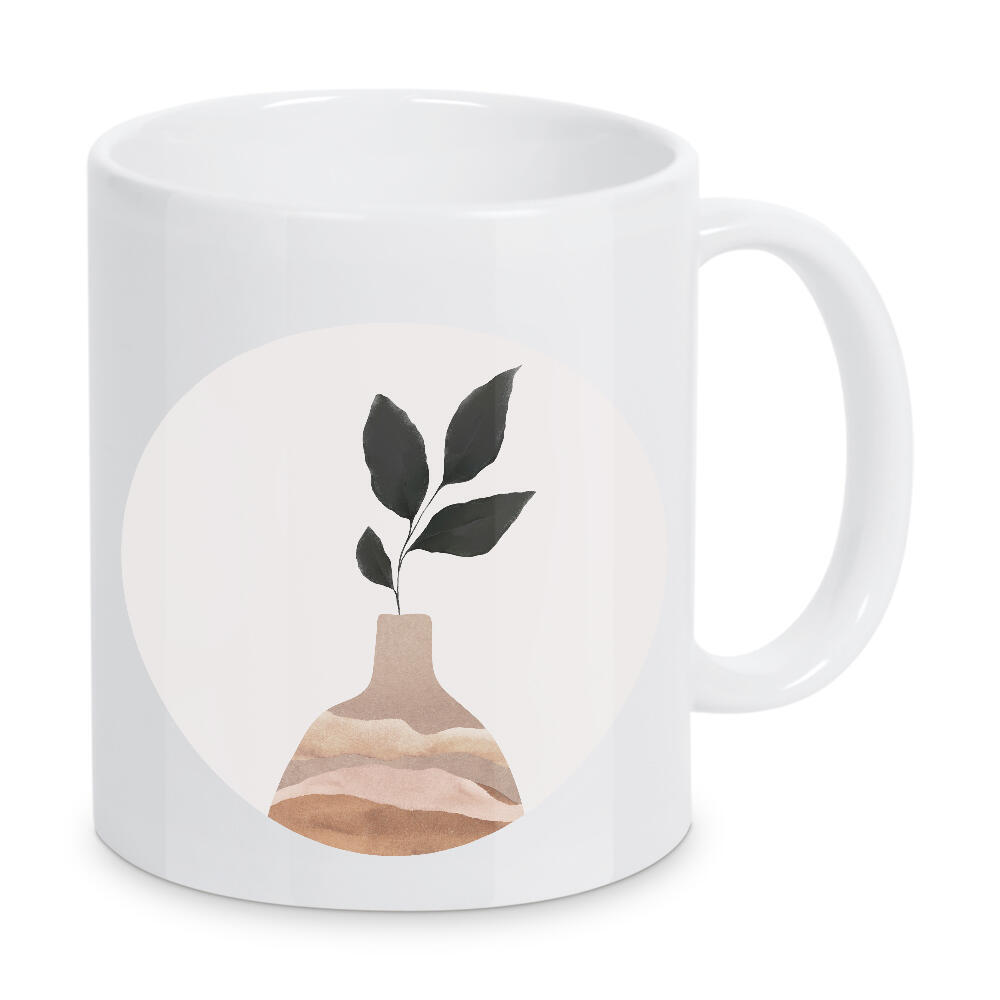 Tasse "Clay Vase With Plant" artboxONE - Natur,Floral,Abstrakt - Vase,Plant,Abstract,Minimal,Boho,Abstrakt,Pflanze,Leaves,Blätter