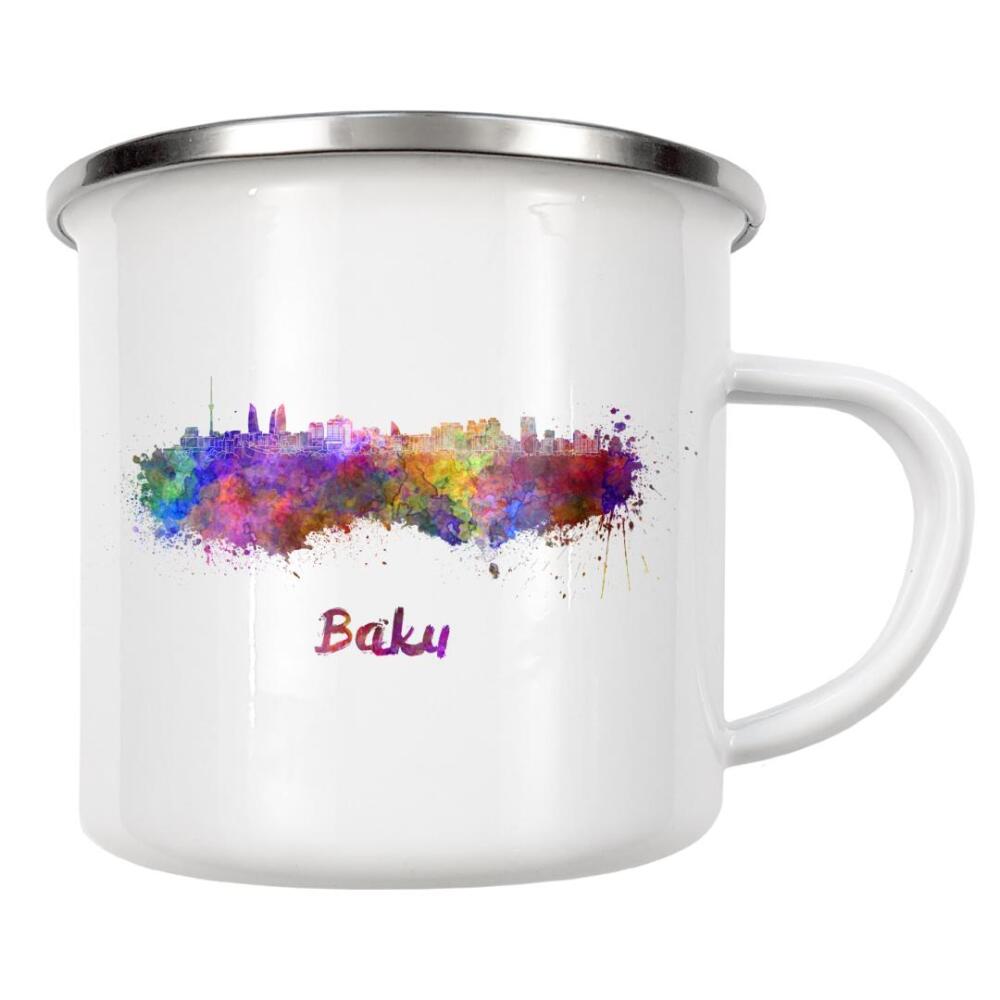 Emaille Tasse "Baku skyline in watercolor-b" artboxONE - Städte,Reise,Abstrakt,Architektur