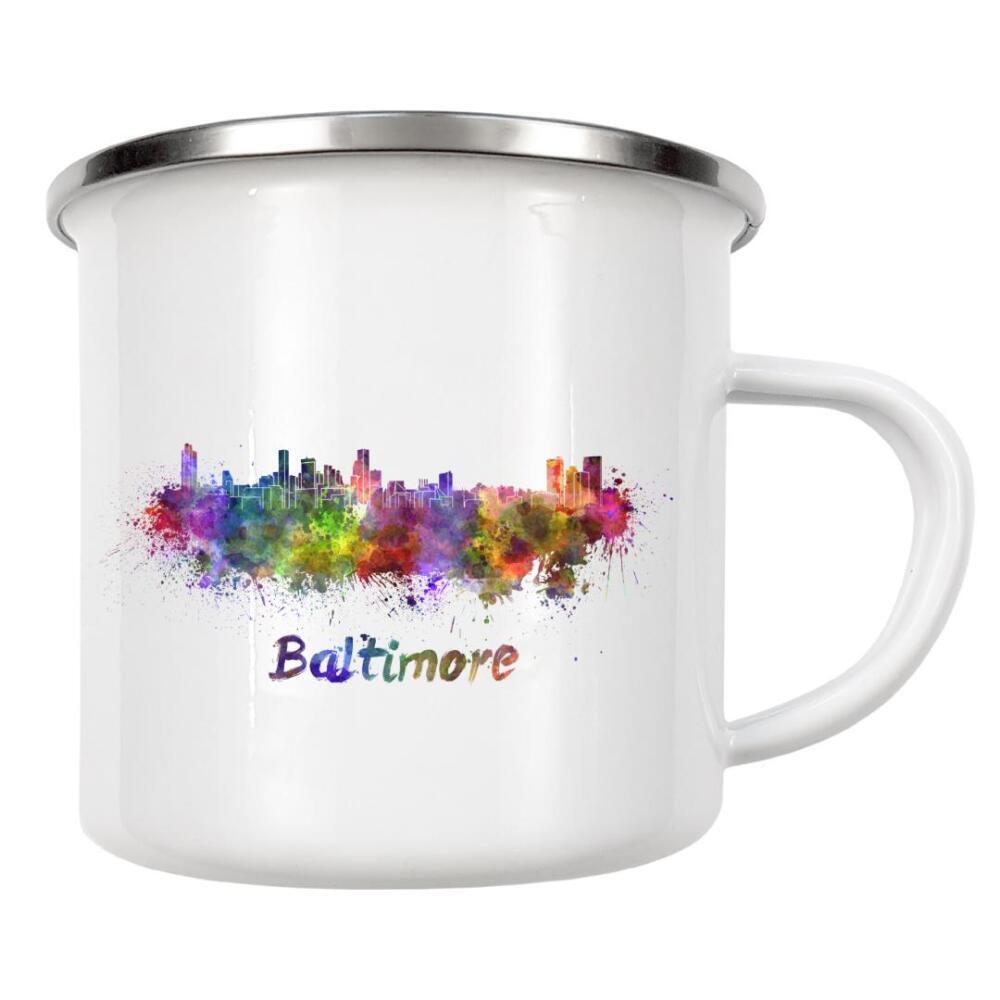 Emaille Tasse "BALTIMORE skyline in watercolor-b" artboxONE - Städte,Abstrakt,Architektur,Sport