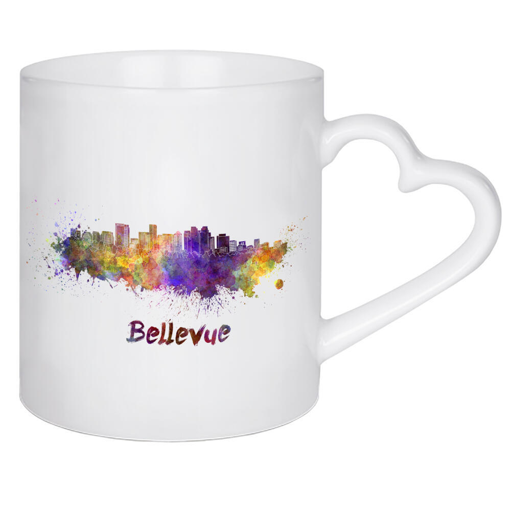 Herztasse "BELLEVUE skyline in watercolor-b" artboxONE - Städte,Reise,Abstrakt,Architektur