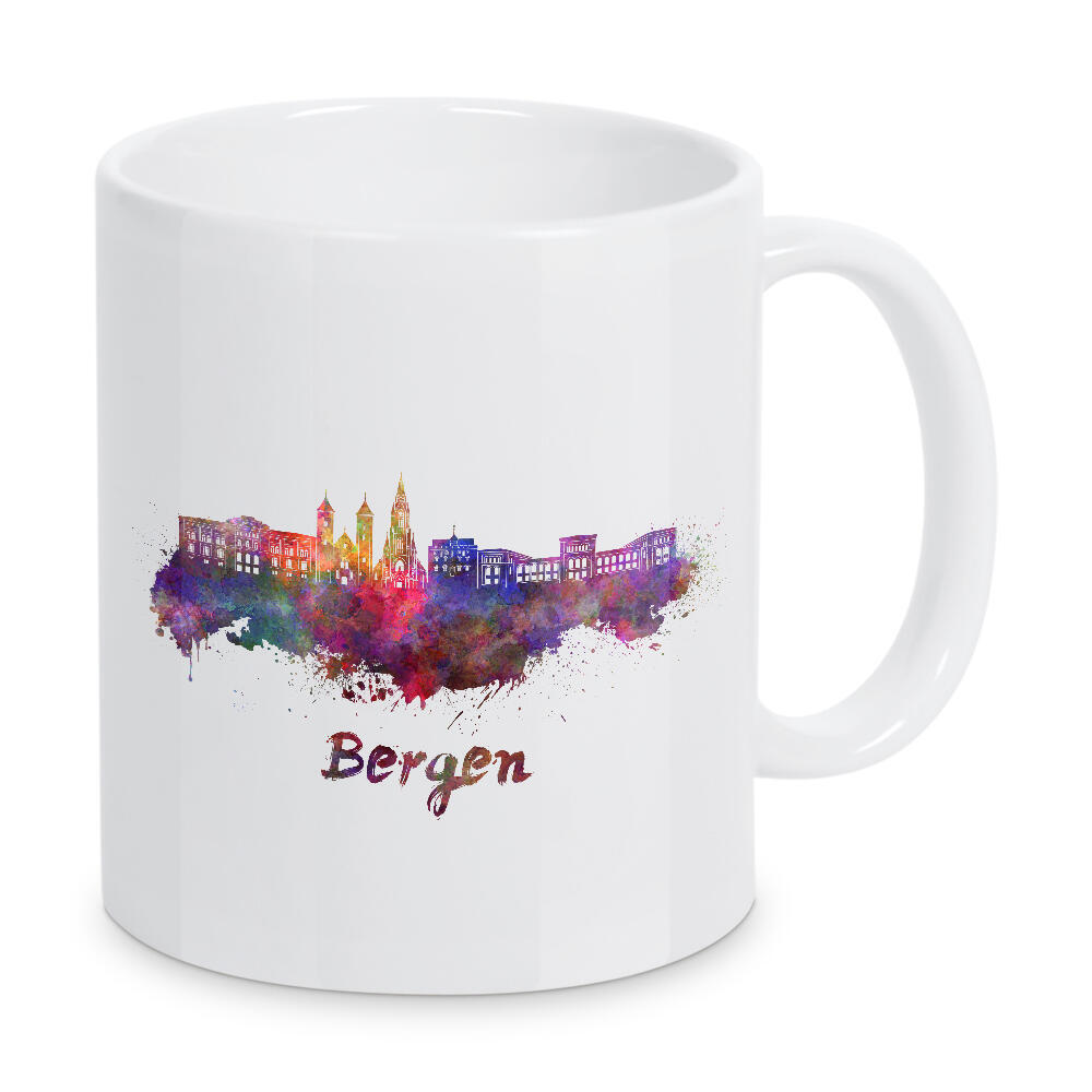 Tasse "BERGEN skyline in watercolor-b" artboxONE - Städte,Reise,Abstrakt,Architektur