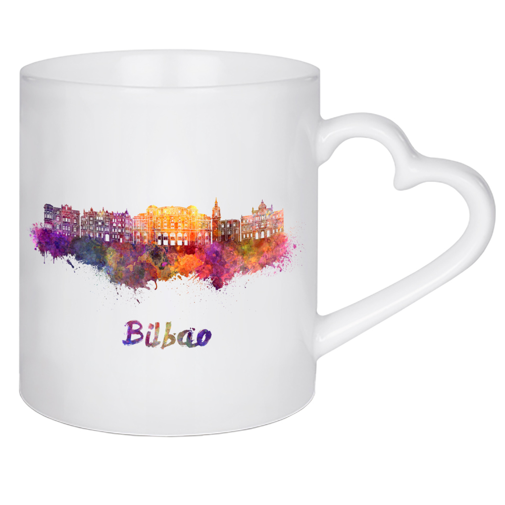 Herztasse "BILBAO skyline in watercolor-b" artboxONE - Städte,Reise,Abstrakt,Architektur
