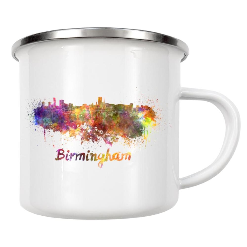 Emaille Tasse "BIRMINGHAM skyline in watercolor-b" artboxONE - Städte,Reise,Abstrakt,Architektur