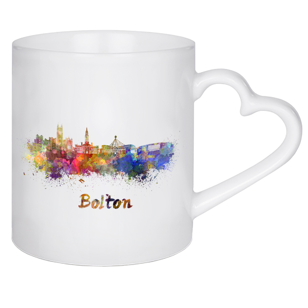 Herztasse "BOLTON skyline in watercolor-b" artboxONE - Städte,Reise,Abstrakt,Architektur