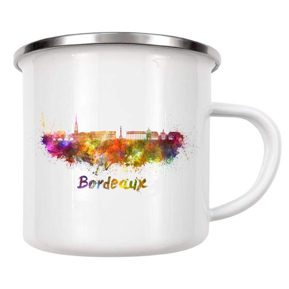 Emaille Tasse "BORDEAUX skyline in watercolor-b" artboxONE - Städte,Reise,Abstrakt,Architektur