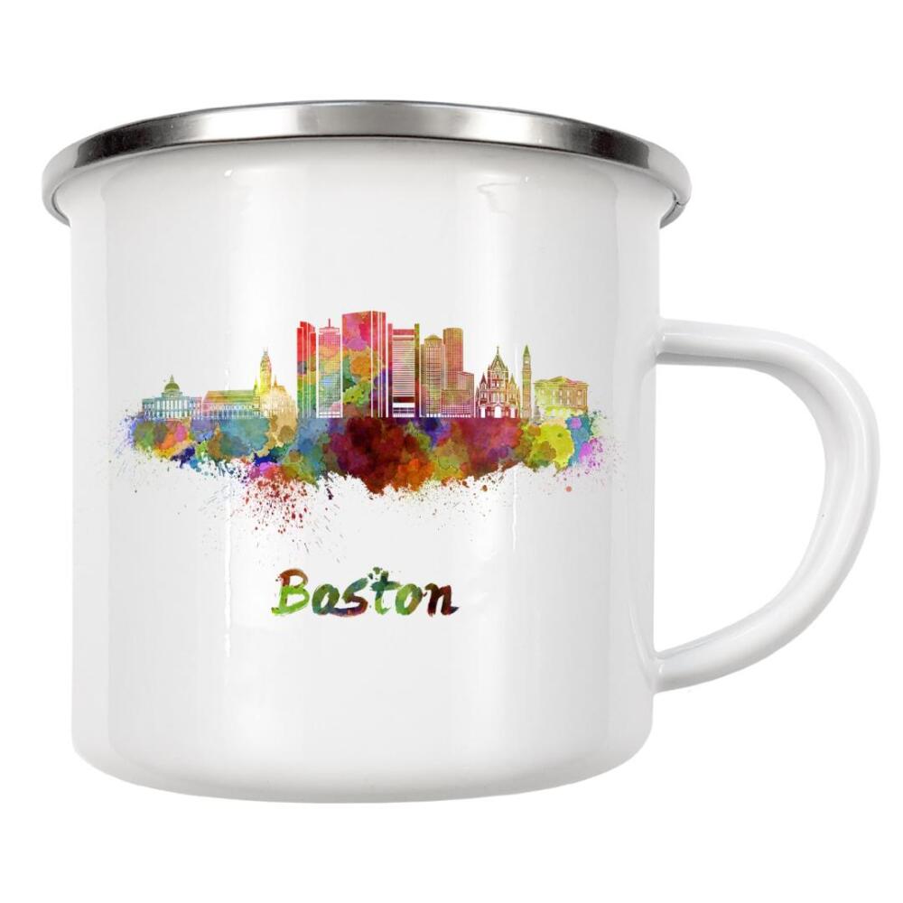 Emaille Tasse "BOSTON skyline in watercolor-b" artboxONE - Städte,Reise,Abstrakt,Architektur