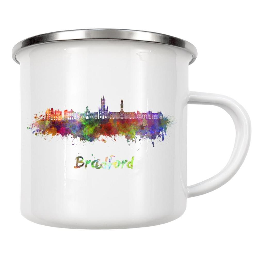 Emaille Tasse "BRADFORD skyline in watercolor-b" artboxONE - Städte,Reise,Abstrakt,Architektur