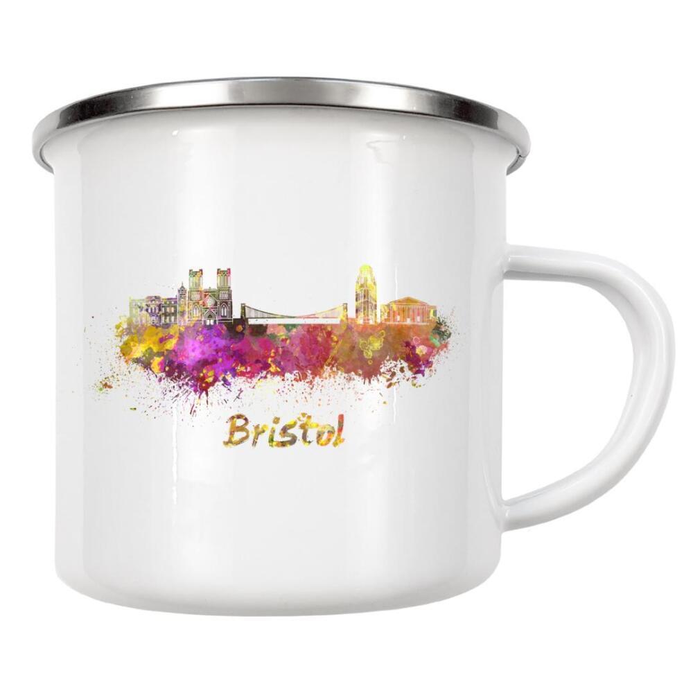 Emaille Tasse "BRISTOL skyline in watercolor-b" artboxONE - Städte,Reise,Abstrakt,Architektur