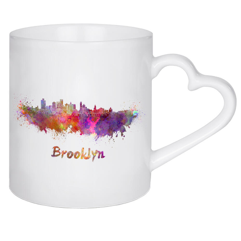 Herztasse "BROOKLYN skyliner in watercolor-b" artboxONE - Städte,Reise,Abstrakt,Architektur