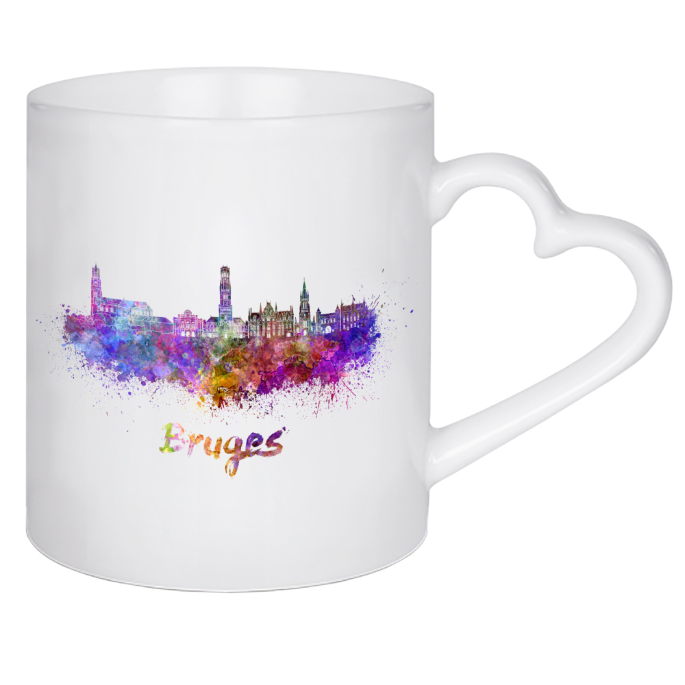 Herztasse "BRUGES skyline in watercolor-b" artboxONE - Städte,Reise,Abstrakt,Architektur