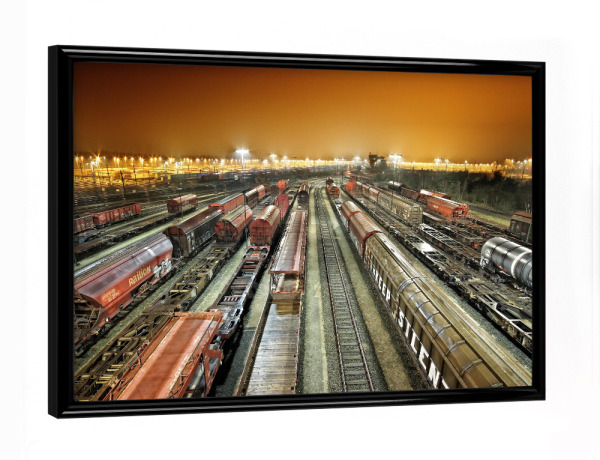Poster mit schwarzem Rahmen "Maschen" artboxONE - Streetart - Züge,Trains,Schienen,Tracks