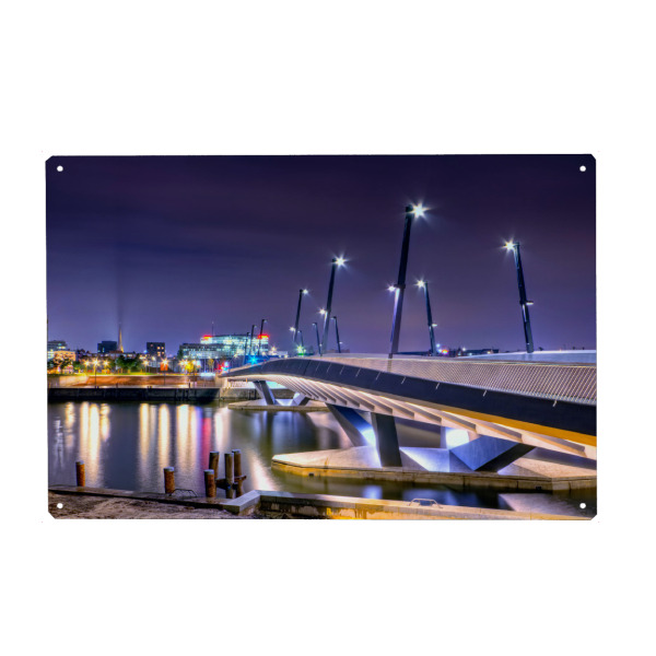 Metall Poster "Baakenhafenbrücke" artboxONE - Architektur - Brücke,Bridge,Night,Nacht - Blechschild