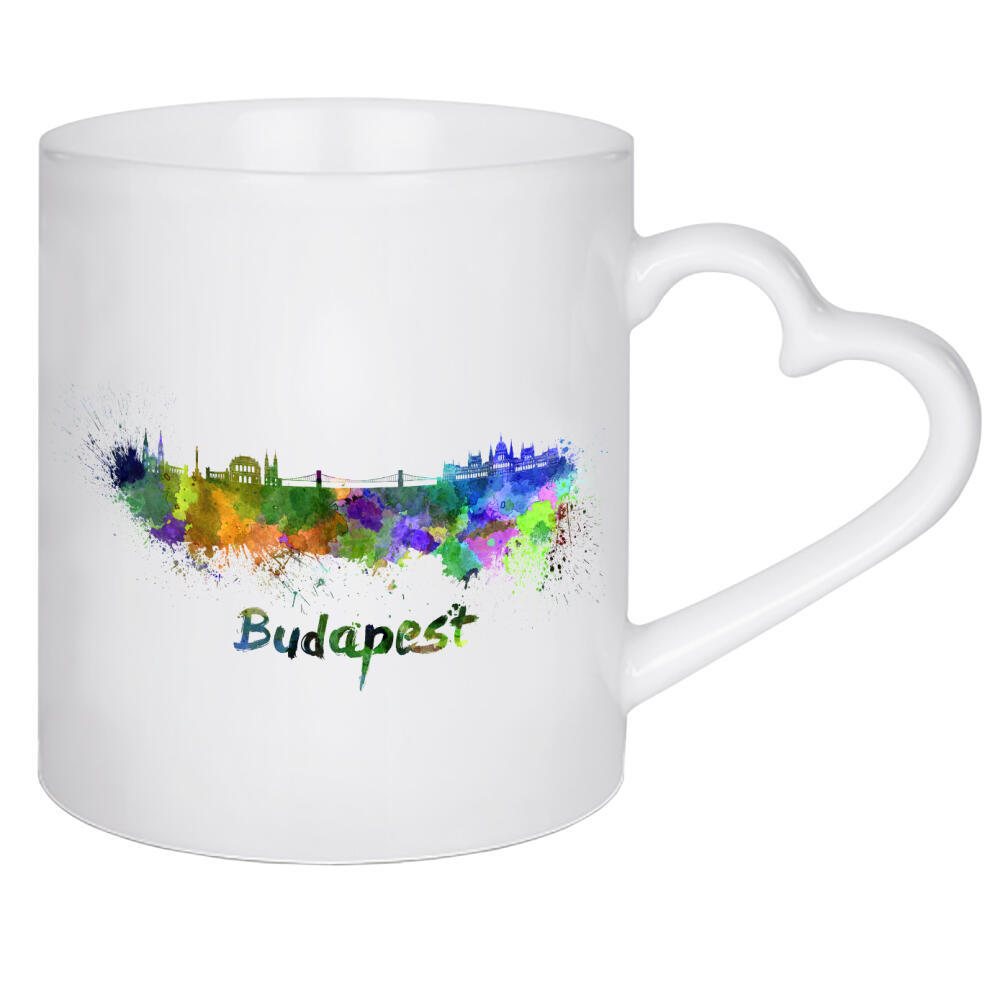 Herztasse "Skyline von BUDAPEST in Aquarell-b" artboxONE - Städte,Reise,Abstrakt,Architektur