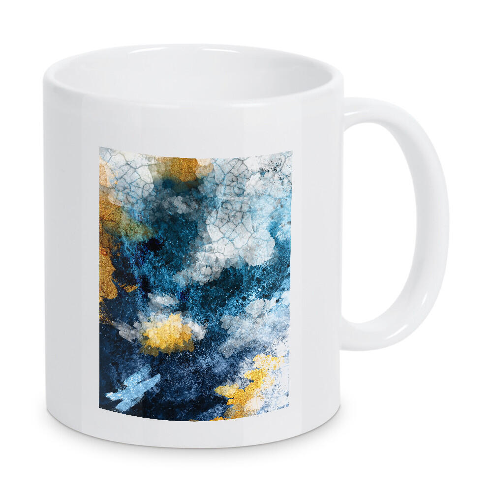 Tasse "Navy and Gold Abstract" artboxONE - Abstrakt - Abstrakte kunst,Malerei,Marine und gold,Blau,Strudel,Eis,Zerissen,Von oben,Struktur,Muster