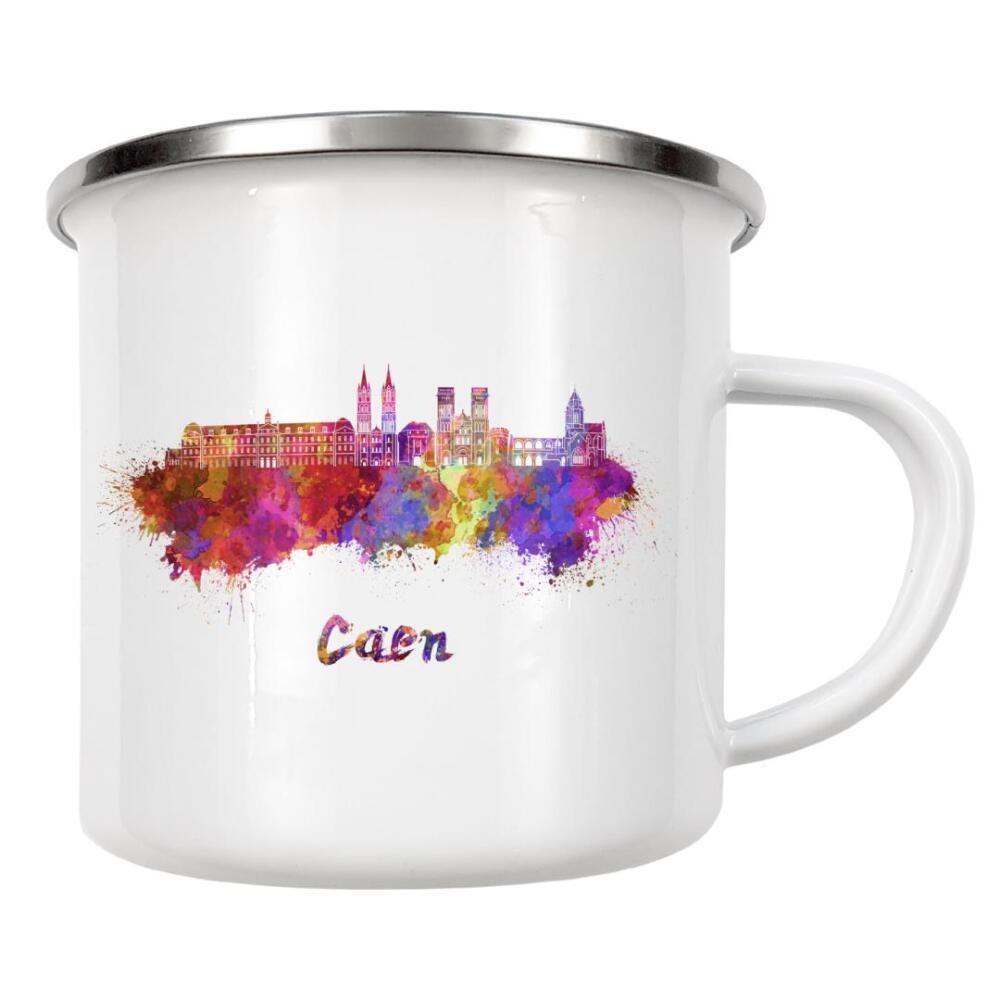 Emaille Tasse "CAEN skyline in watercolor-b" artboxONE - Städte,Reise,Abstrakt,Architektur