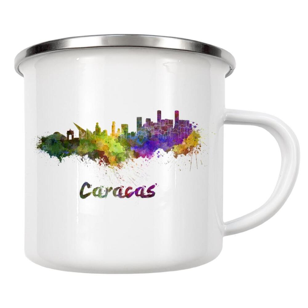 Emaille Tasse "CARACAS skyline in watercolor-b" artboxONE - Städte,Reise,Abstrakt,Architektur