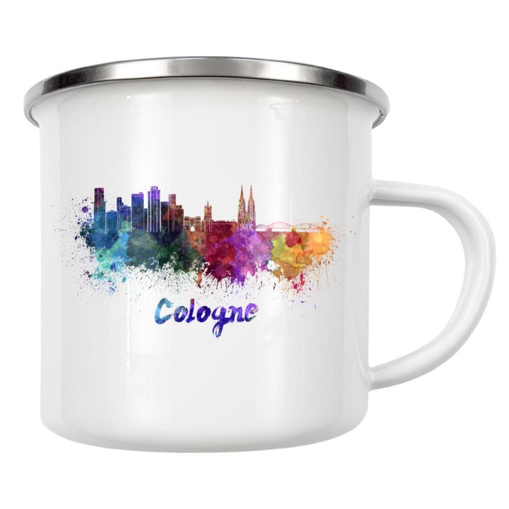 Emaille Tasse "COLOGNE skyline in watercolor-b" artboxONE - Städte,Reise,Abstrakt,Architektur