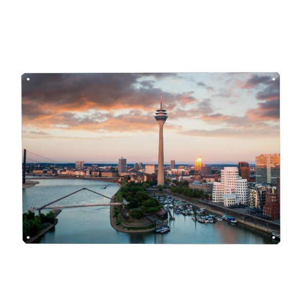 Holzbild "Düsseldorf Medienhafen 3" artboxONE - Städte / Düsseldorf - Stadt,Düsseldorf,Luftaufnahme