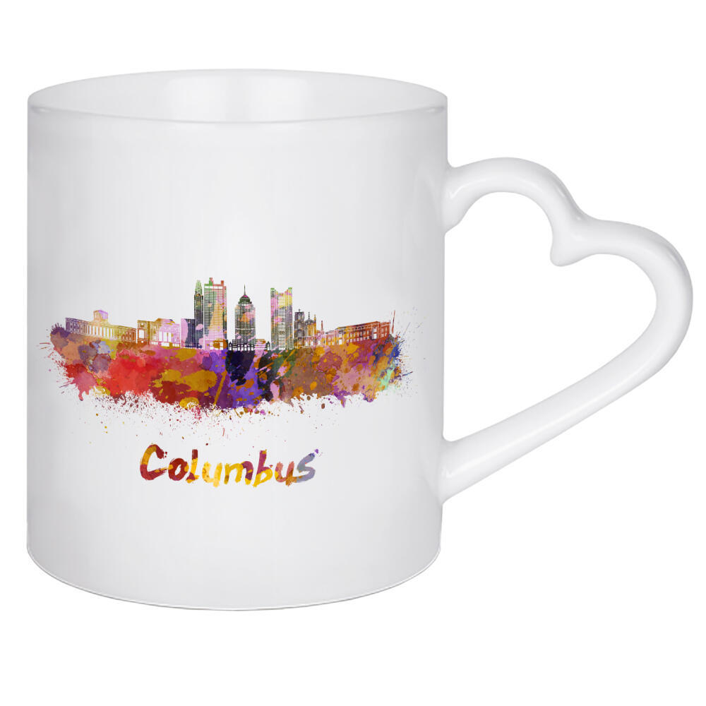 Herztasse "COLUMBUS v2 skyline in watercolor" artboxONE - Städte,Abstrakt,Architektur