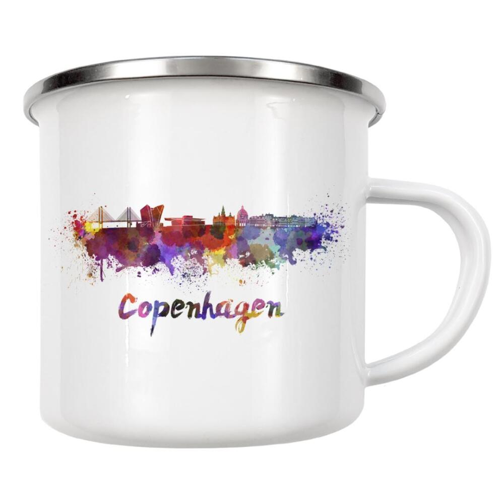 Emaille Tasse "COPENHAGEN skyline in watercolor-b" artboxONE - Städte,Abstrakt,Architektur