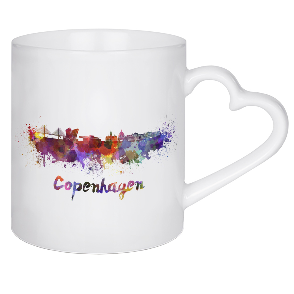 Herztasse "COPENHAGEN skyline in watercolor-b" artboxONE - Städte,Abstrakt,Architektur