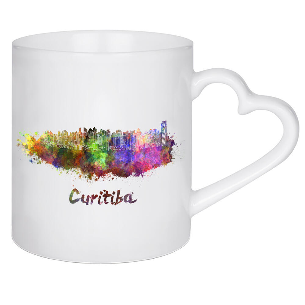 Herztasse "CURITIBA skyline in watercolor-b" artboxONE - Städte,Abstrakt,Architektur