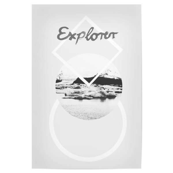 Poster "Explore The World 2" artboxONE - Reise,Schwarzweiß,Geometrie - Reise,Entdecken,Typo,Typografie,Formen,Explorer