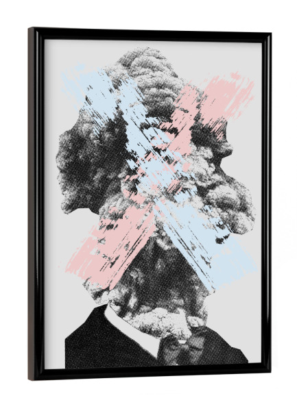 Poster mit schwarzem Rahmen "Now 3" artboxONE - Geometrie - X,Rauch,Mann,Wolke,Qualm