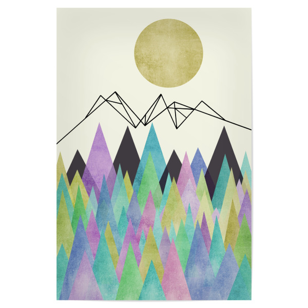 Poster "Coloured Forest Moon" artboxONE - Geometrie - Wald,Tannen,Dreieck,Sonne,Berg