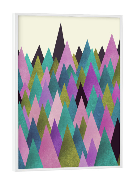 Poster mit weißem Rahmen "Coloured Forest II" artboxONE - Geometrie - Wald,Tannen,Dreieck
