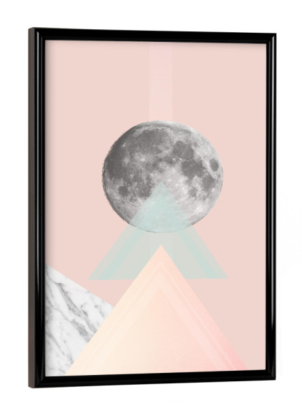 Poster mit schwarzem Rahmen "Geo Moon I" artboxONE - Abstrakt,Geometrie - Pantone,Geometrie,Marmor,Marble,Mond,Moon,Skandinavisch
