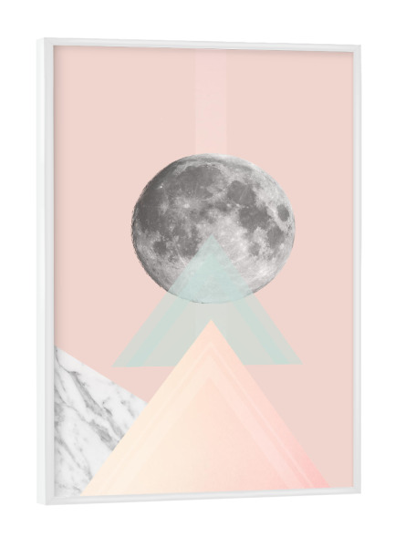 Poster mit weißem Rahmen "Geo Moon I" artboxONE - Abstrakt,Geometrie - Pantone,Geometrie,Marmor,Marble,Mond,Moon,Skandinavisch