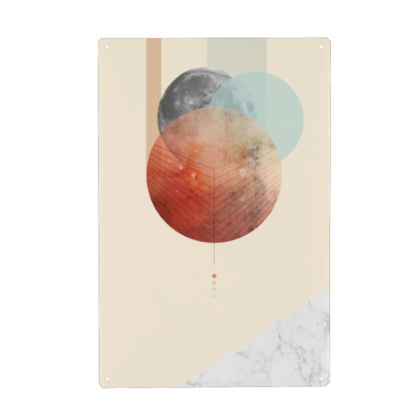 Metall Poster "Geo Moon II" artboxONE - Abstrakt,Geometrie - Geometrie,Marmor,Marble,Mond,Moon,Skandinavisch - Blechschild