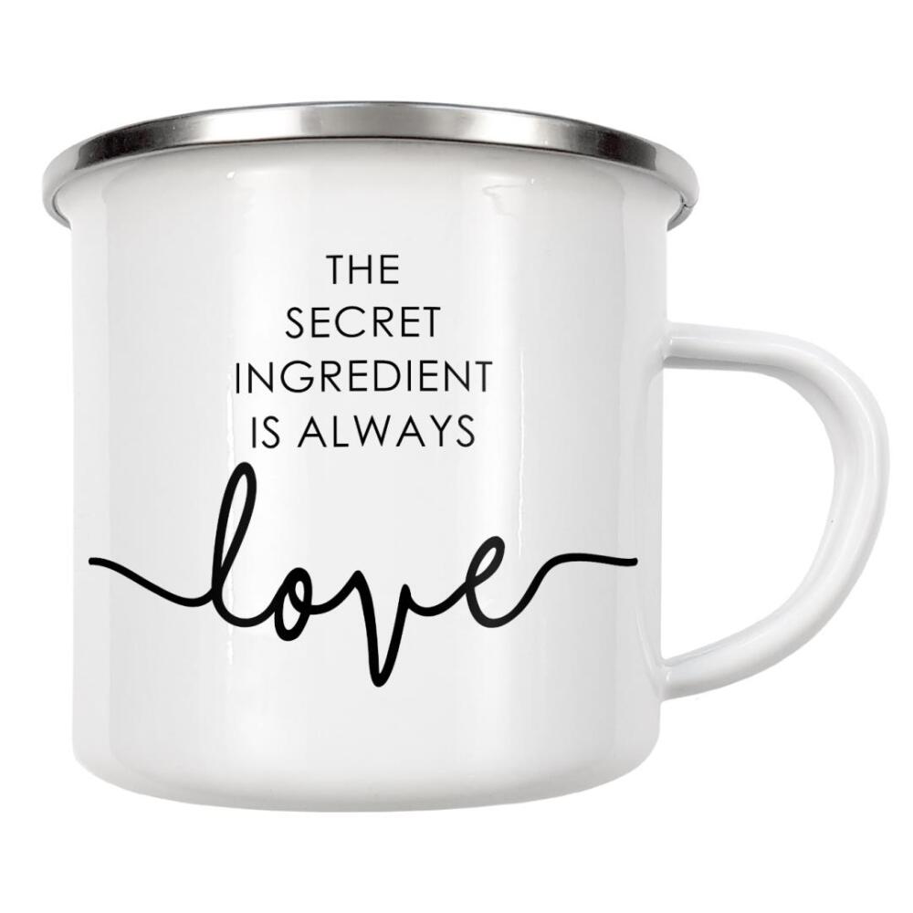 Emaille Tasse "*The Secret Ingredient is Love*" artboxONE - Typografie,Menschen,Liebe