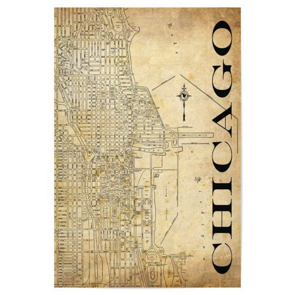 Poster "Retro Map Chicago Sepia" artboxONE - Typografie,Städte / Chicago,Retro,Weltkarten,Kartografie