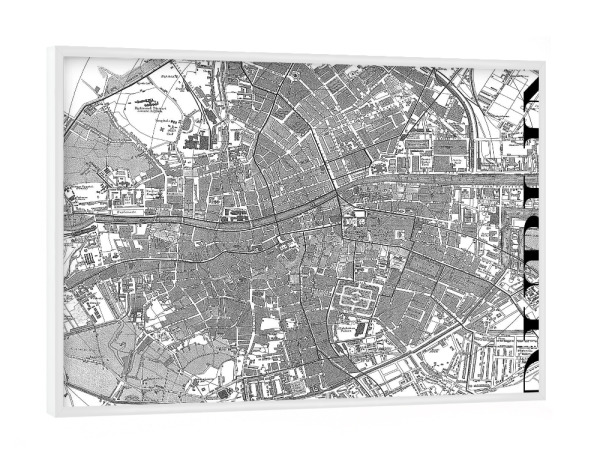 Poster mit weißem Rahmen "Retro Map Dublin Black" artboxONE - Typografie,Schwarzweiß,Retro,Weltkarten,Kartografie