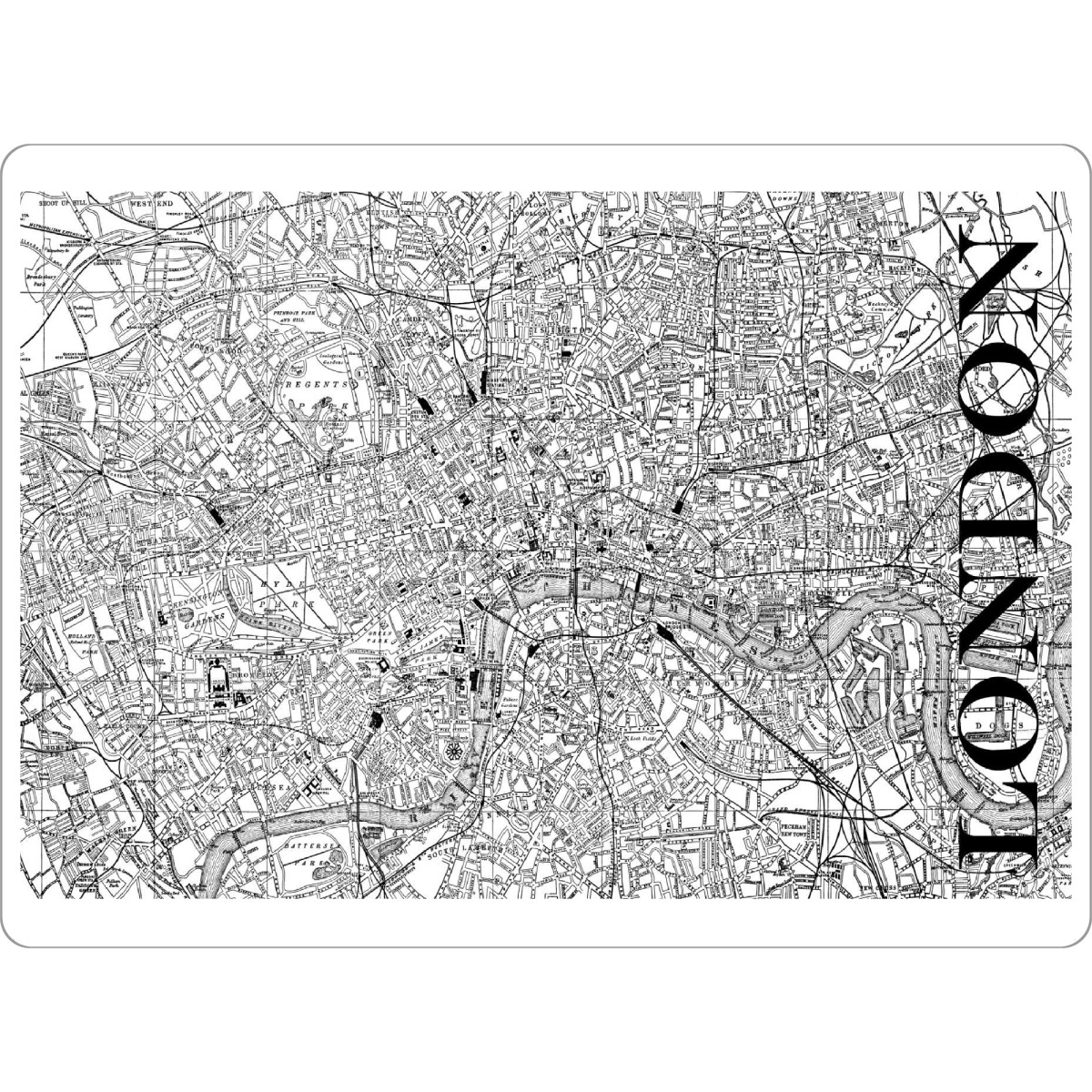 Tischset "Retro Map London Black" artboxONE - Städte / London,Typografie,Schwarzweiß,Retro,Weltkarten,Kartografie