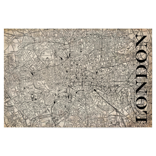 Poster "Retro Map London Grunge" artboxONE - Städte / London,Typografie,Retro,Weltkarten,Kartografie - Karte,Map,Stadt,Typo,Typographie,Retro,City