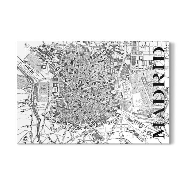 Galerie-Print "Retro Map Madrid Black" 30x20 cm artboxONE