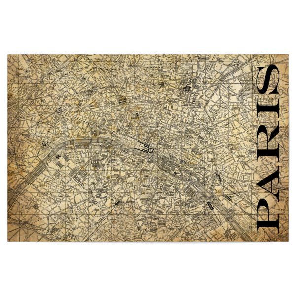 Poster 30x20 cm "Retro Map Paris Sepia" artboxONE - Typografie,Städte / Paris,Retro,Weltkarten,Kartografie