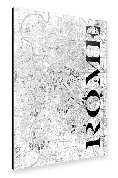 Alu-Dibond "Retro Map Rome Black" 30x20 cm artboxONE
