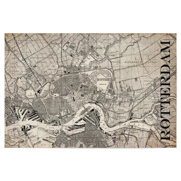 Poster "Retro Map Rotterdam Grunge" artboxONE - Typografie,Retro,Weltkarten,Städte / Weitere,Kartografie