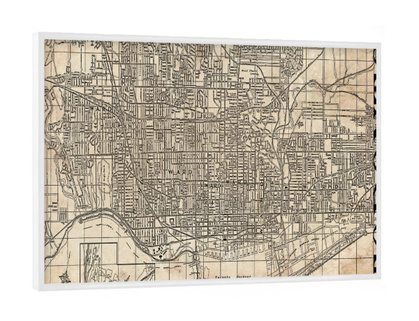 Poster mit weißem Rahmen "Retro Map Toronto Grunge" artboxONE - Typografie,Retro,Weltkarten,Städte / Weitere,Kartografie