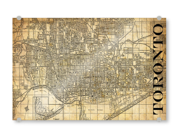 Acrylglasbild "Retro Map Toronto Sepia" artboxONE - Typografie,Retro,Weltkarten,Kartografie - Karte,Map,Stadt,Typo,Typographie,Retro,City